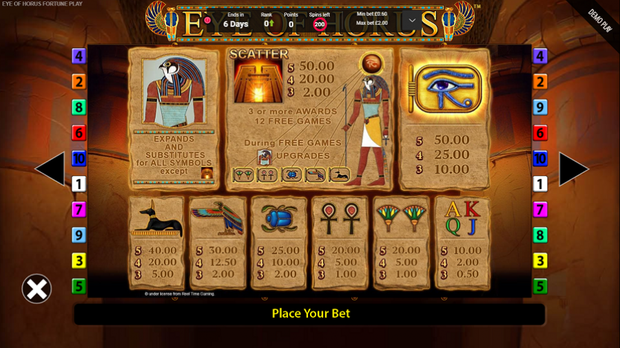 Eye Of Horus Fortune Play Feature Symbols Eng - partycasino-canada