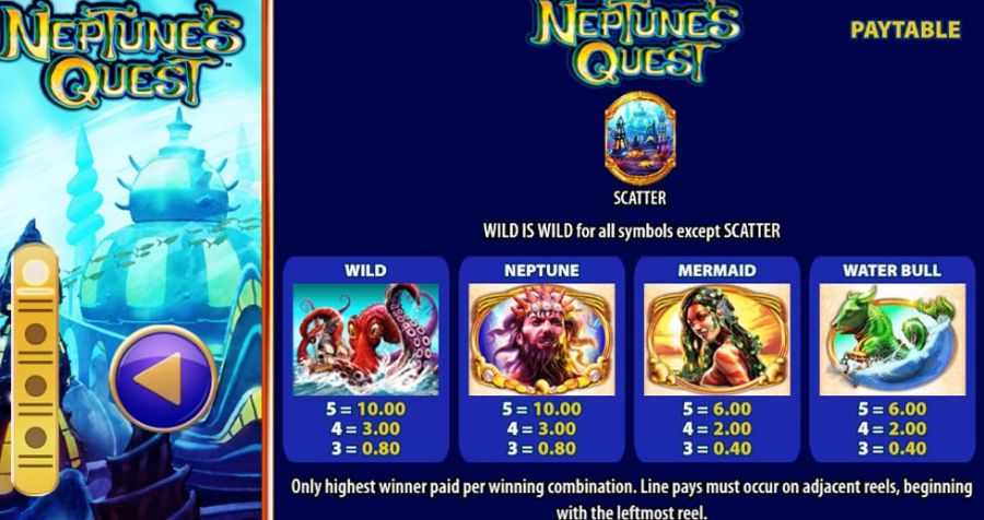 Neptunes Quest Featured Symbols - partycasino