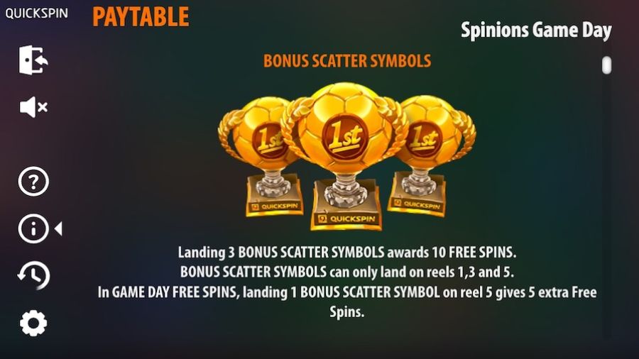 Spinions Game Day Featured Symbols - partycasino