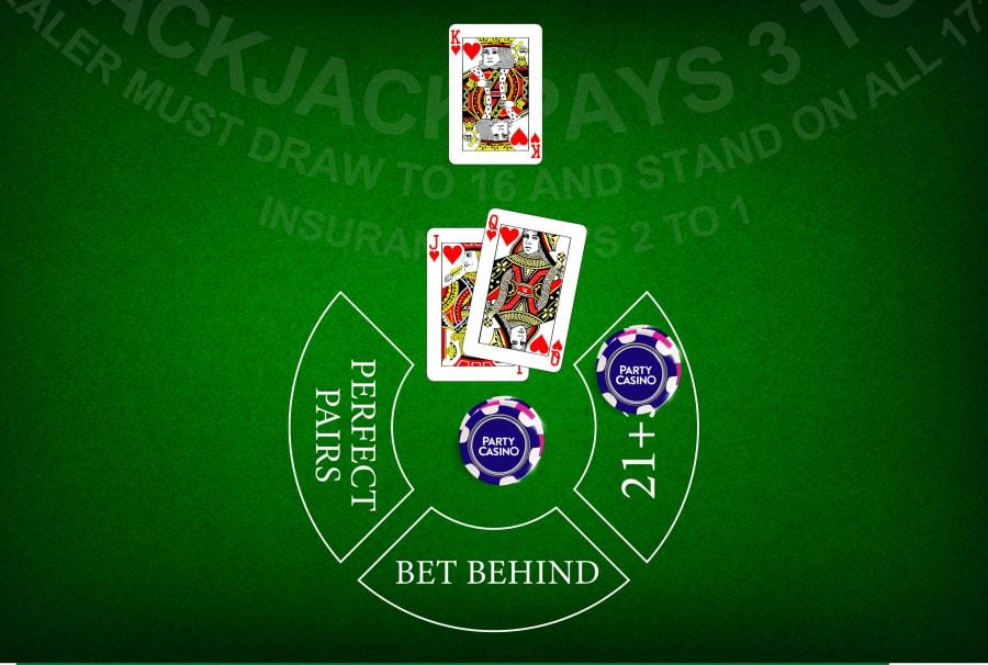 Blackjack Straight Flush Side Bet Close Up - partycasino