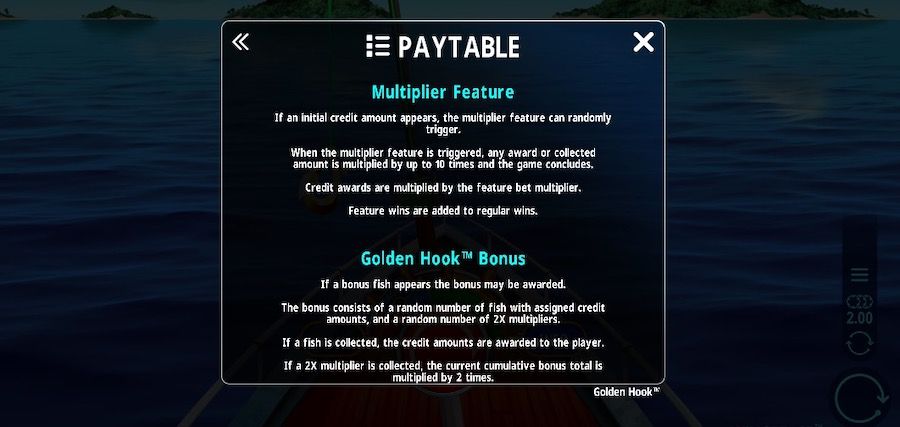 Golden Hook Payout Table - partycasino