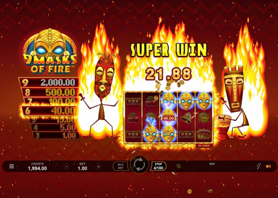 9 Masks Of Fire Big Win - partycasino